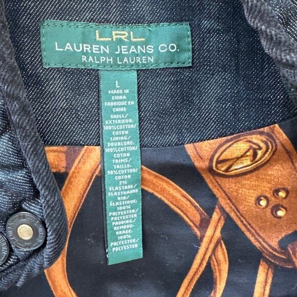 Ralph Lauren LRL Women’s Cotton Denim Quilted Lined Jacket, Size Large, EUC - Picture 3 of 8